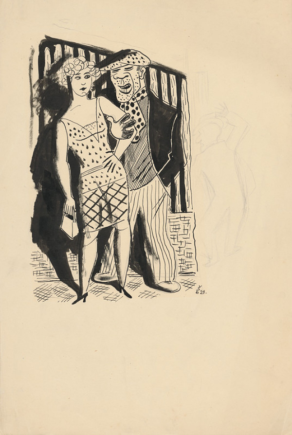 Štefan Bednár – Dvojica v nočnej ulici 1929 