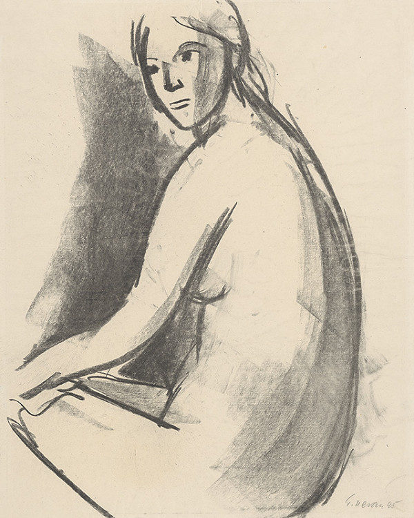 Eugen Nevan – Štúdia sediaceho ženského aktu 