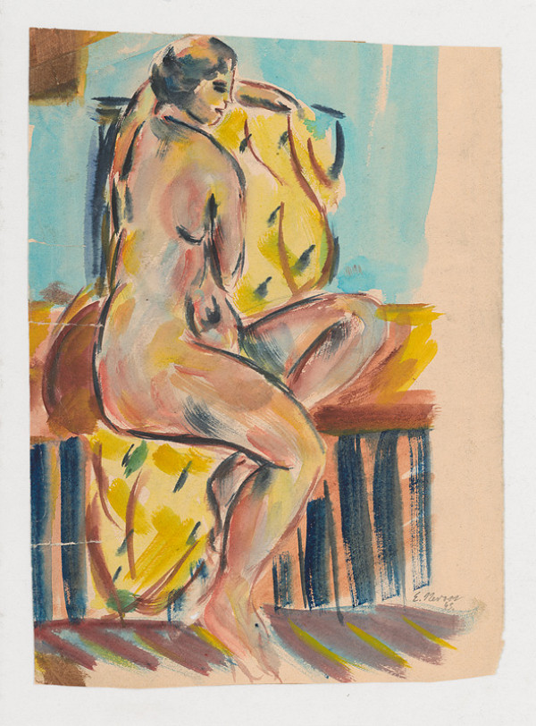 Eugen Nevan – Sediaci ženský akt na pohovke 