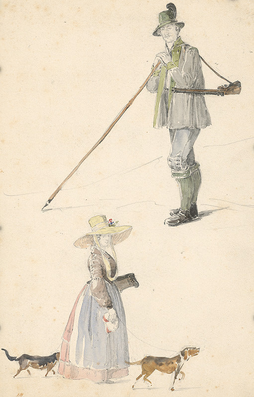 Karol Ľudovít Libay – Štúdia poľovníka a ženy so psami 