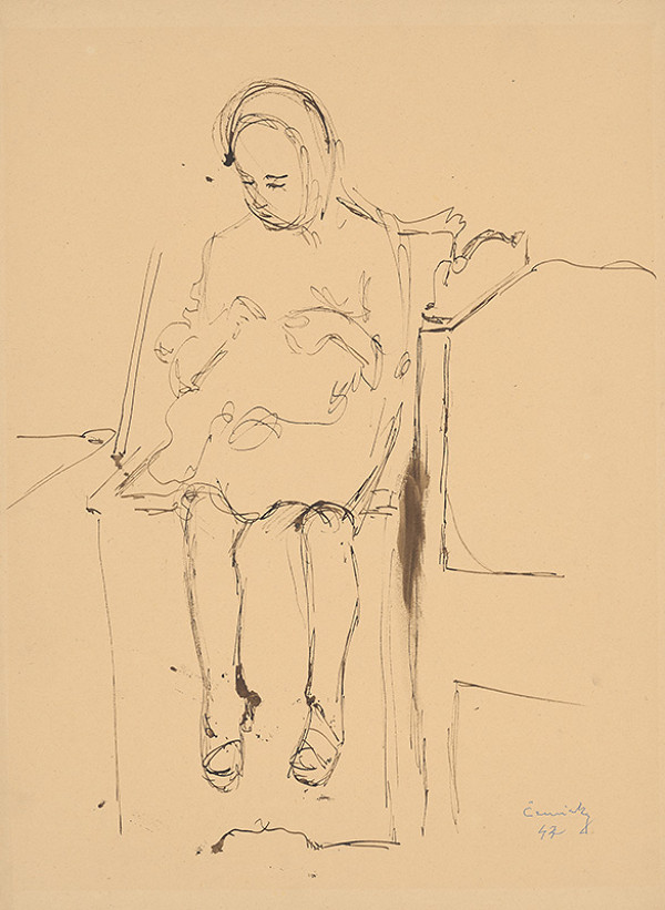 Ladislav Čemický – Sediace dievčatko 