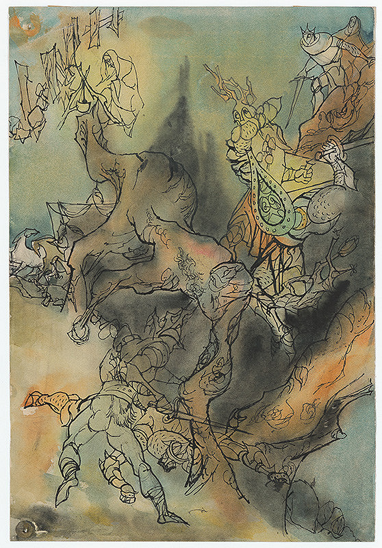 Ján Novák – Štúdia k celostránkovej ilustrácii k rozprávke 