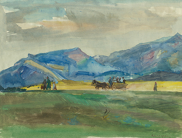 Bedrich Hoffstädter – Liptovská krajina s pocestnými 