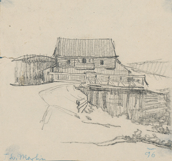 Milan Thomka Mitrovský – Drevená chalupa pri moste v Martine 