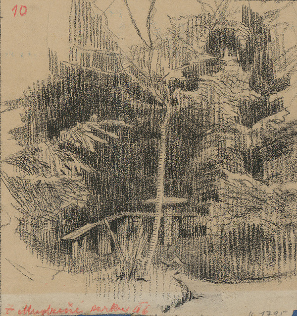 Milan Thomka Mitrovský – Zákutie s lavičkami v parku 