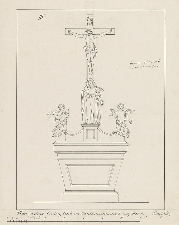 Konrád Švestka – Návrh na stôl pre sanktuárium pre františkánsky Kostol sv. Jána Krstiteľa v Bardejove 