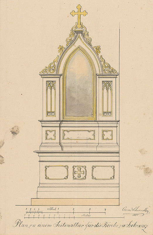 Konrád Švestka – Návrh na bočný oltár v kostole v Sobranciach 