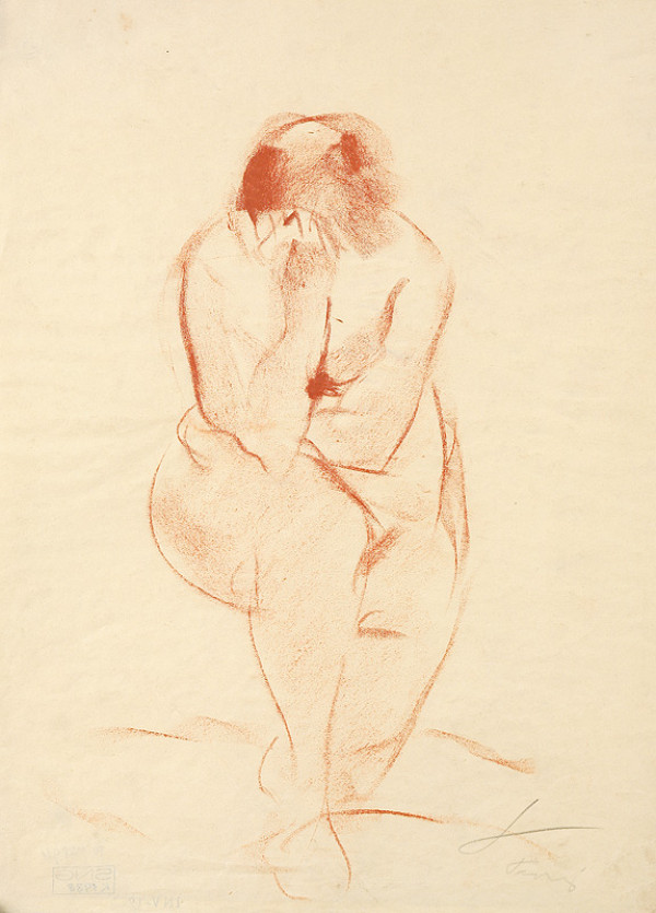 Zolo Palugyay – Štúdia sediaceho ženského aktu - s hlavou podopretou rukou 