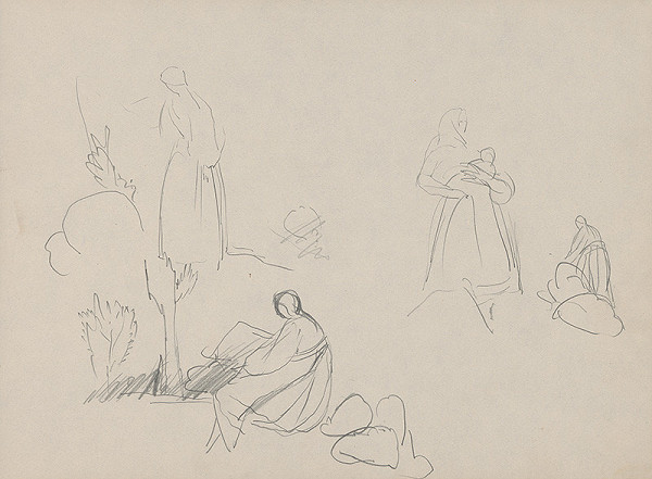 Ján Novák – Štúdie ženských postáv pri rôznych činnostiach 