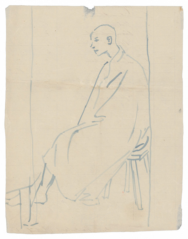 Jozef Fedora – Sediaci muž na drevenej lavici 