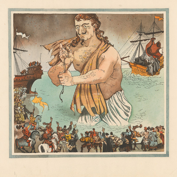 Vincent Hložník – Gulliver sa blíži k pobrežiu zemi trpaslíkov 