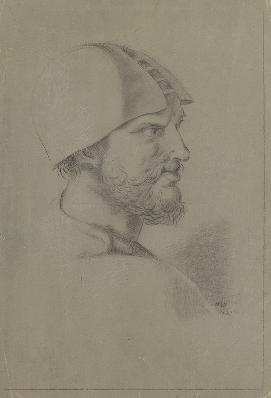 Ján Pálka – Portrait Study of a Man in a Helmet Hat 