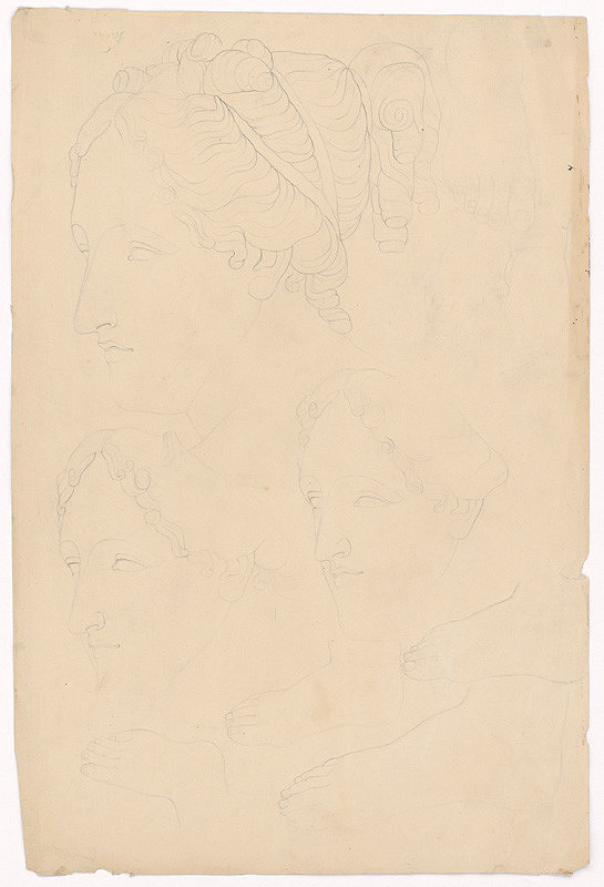 Ján Pálka – Štúdie ženských hláv podľa antických odliatkov 