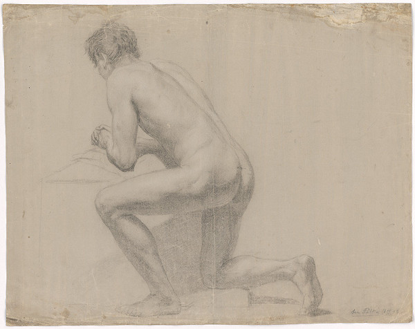 Ján Pálka – Male Nude Kneeling on his Right Knee 