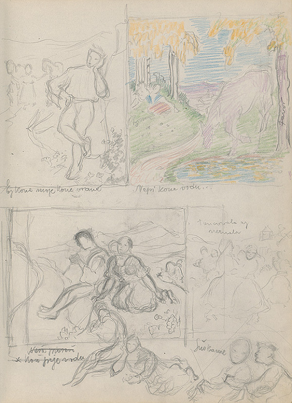 Štefan Polkoráb – Náčrtník s figur. štúdiami - Kone moje, kone vrané, Šuškanie a iné 