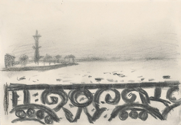 Peter Matejka – Štúdia rieky so zábradlím 