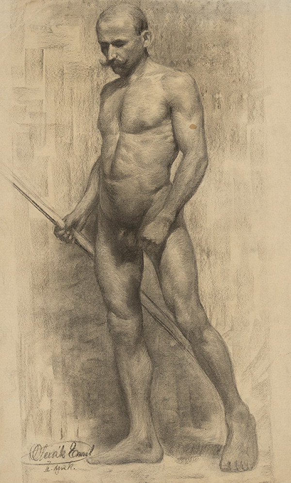 Emil Alexay-Olexák – Study of Standing Man with a Stick in his Hand