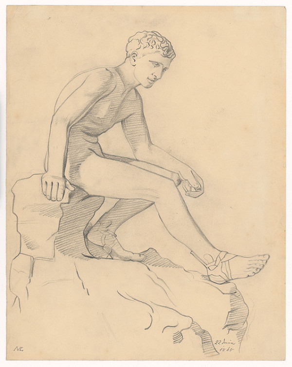 Ladislav Mednyánszky – Štúdia sediaceho antického atléta 