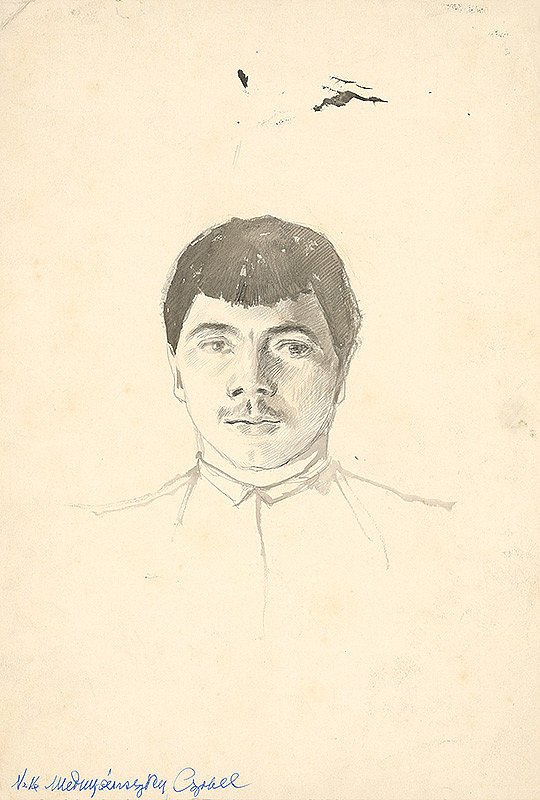 Ladislav Mednyánszky – Hlava sedliackeho mládenca s fúzikmi 