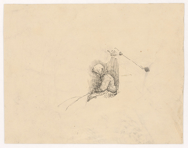 Ladislav Mednyánszky – Study of a Woman Seated in front of a Shepherd's Hut 