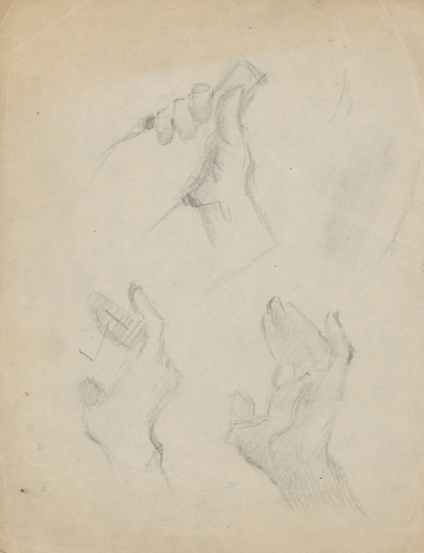 Gustáv Mallý – Štúdia rúk a ruky držiacej fľašu 