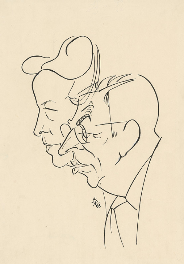 Ľubomír Kellenberger – Caricature of Jean-Paul Sartre and Simone de Beauvoir 