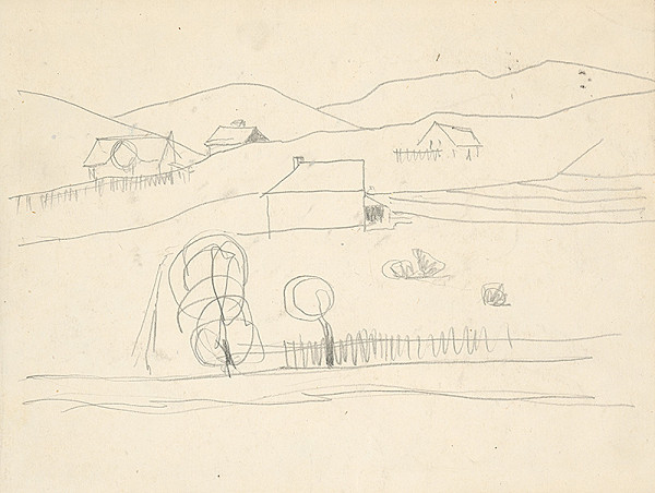 Bedrich Hoffstädter – Náčrt krajiny s domami 