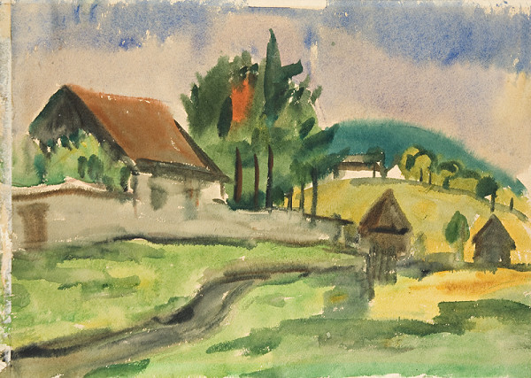 Ernest Zmeták – Dedina na návrší s potokom 