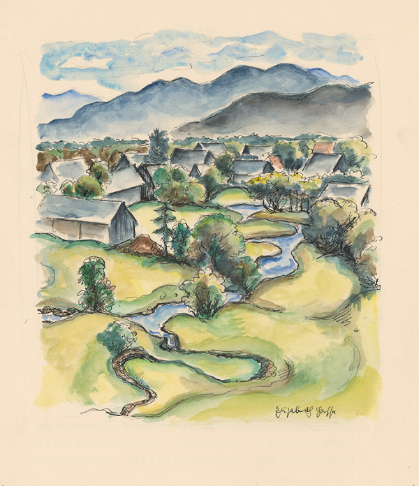 Helmuth Rudenriz – Village below the Mountains 