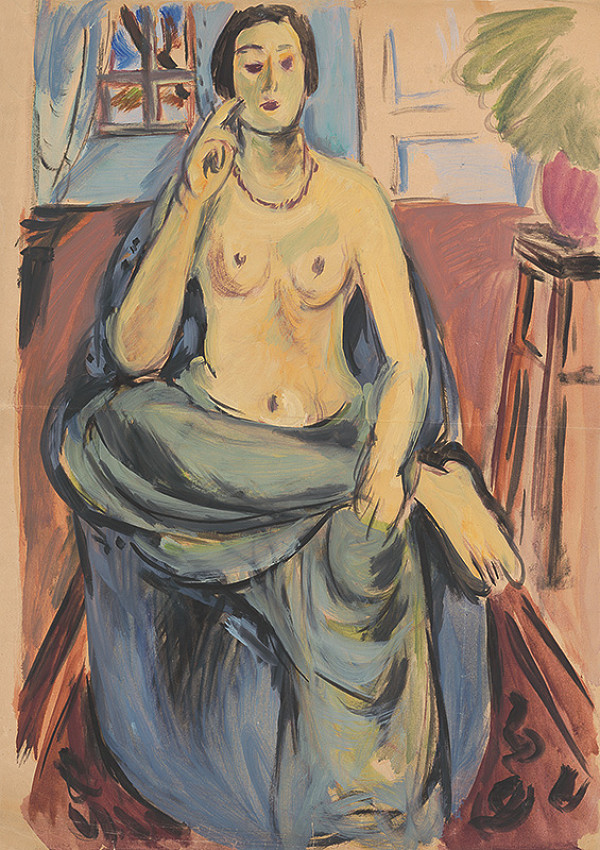 Eugen Nevan – Half-Nude with a Drapery 
