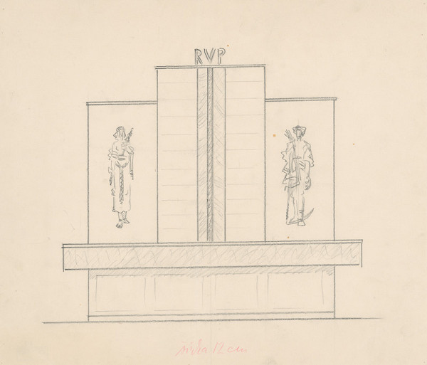 Martin Benka – Situačný nákres sgrafitovej výzdoby budovy RVP v Martine 