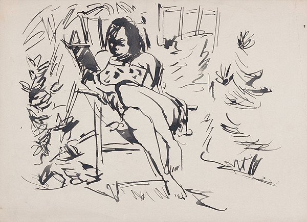 Eugen Nevan – Sediaca mladá žena 