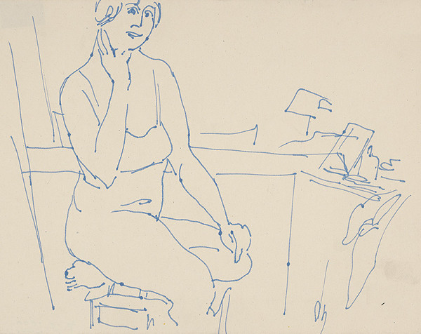 Eugen Nevan – Sediaca modelka v interiéri IV. 