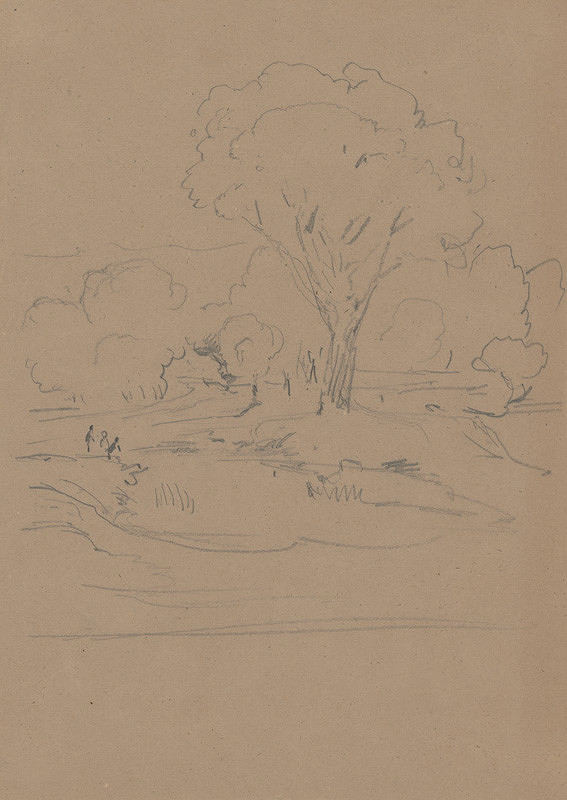 Jan Novopacký – Landscape Sketch with a River 
