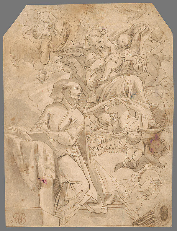 Stredoeurópsky maliar z 2. polovice 18. storočia – Madona s Ježiškom sa zjavuje mníchovi 