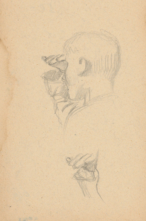 Gustáv Mallý – Štúdia hlavy so zaclonenými očami 