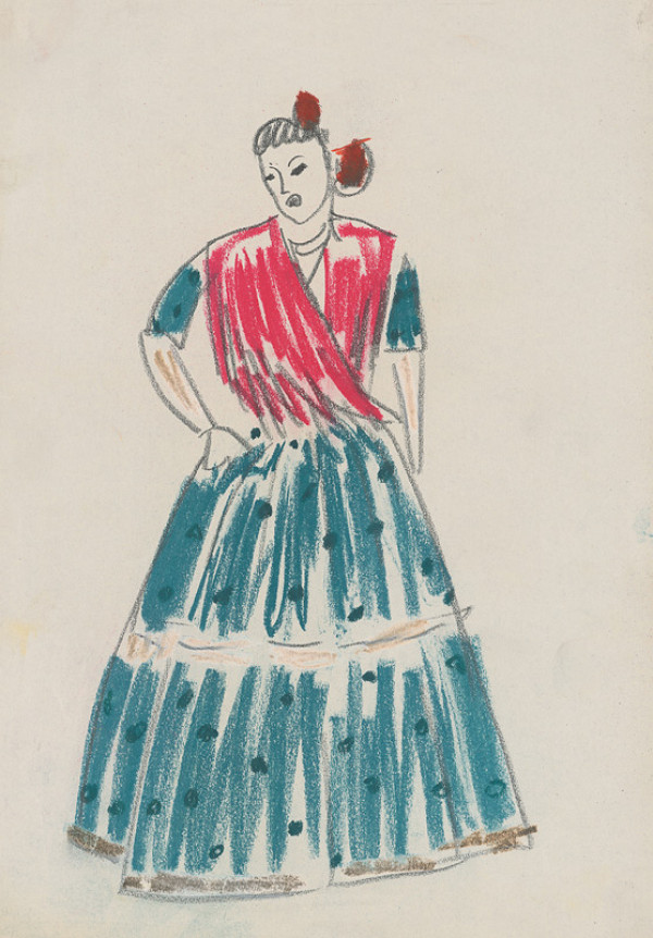 Eugen Nevan – Návrh na ženský kostým XIV. 