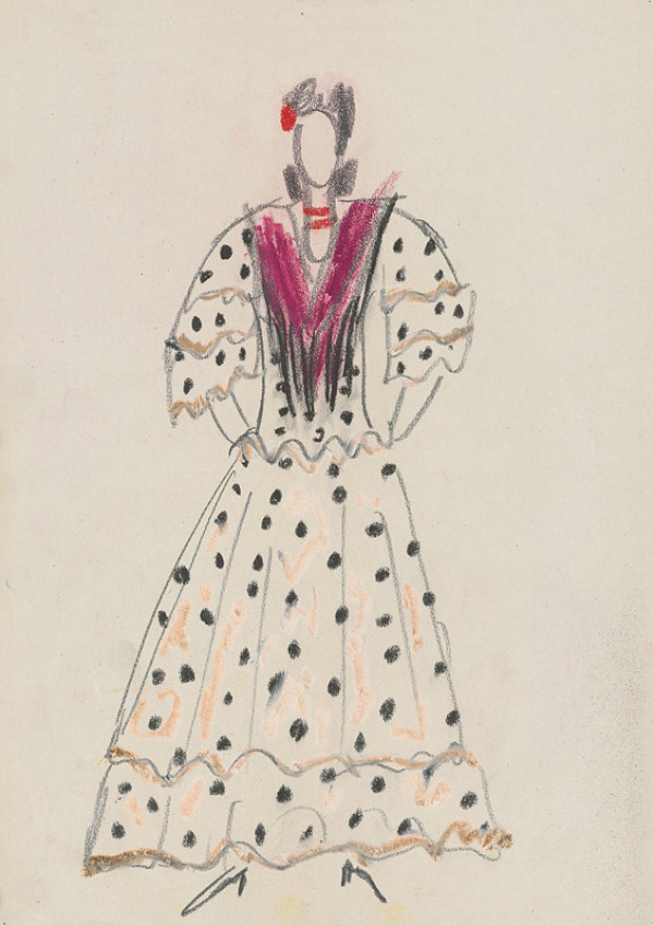 Eugen Nevan – Návrh na ženský kostým XVII. 