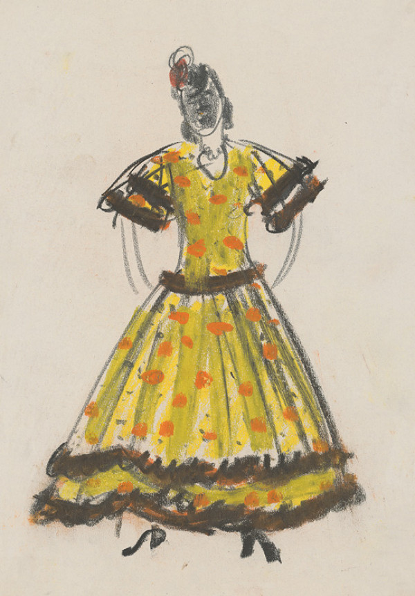 Eugen Nevan – Návrh na ženský kostým XIX. 