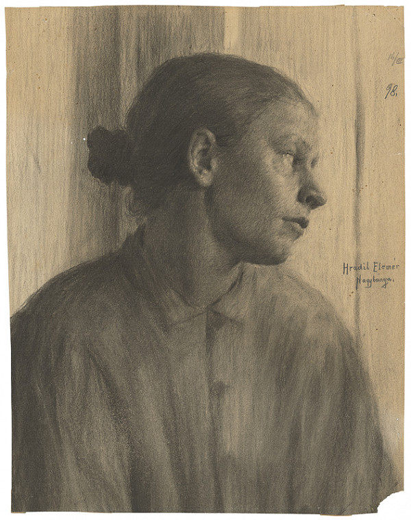 Elemír Halász-Hradil – Štúdia ženskej hlavy z profilu 