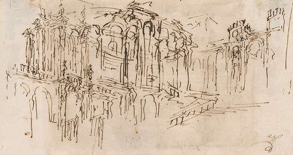 Francesco Guardi – Skica palácového priečelia 