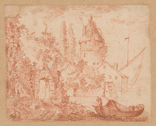 Herman van Swanevelt – Landscape with a Castle and a Boat 