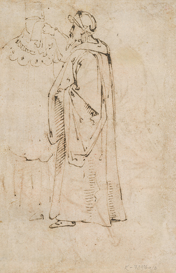 Taliansky majster okolo 1500 – Štúdia postavy v plášti 