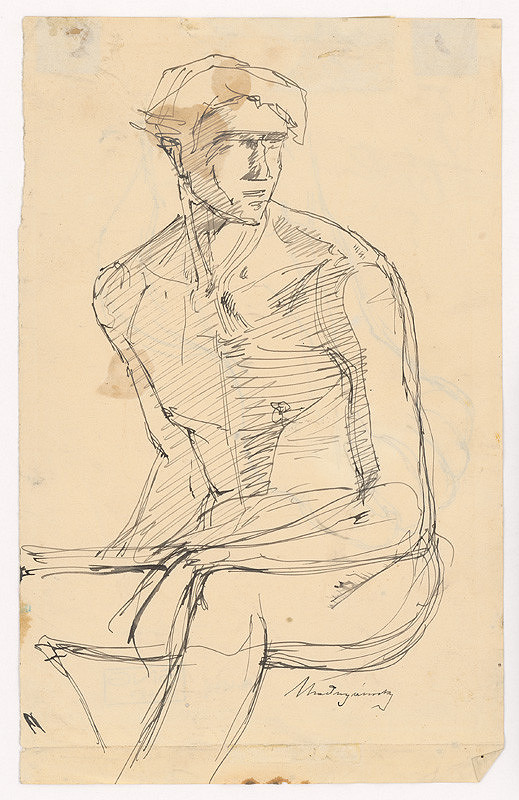 Ladislav Mednyánszky – Štúdia sediaceho mužského aktu 