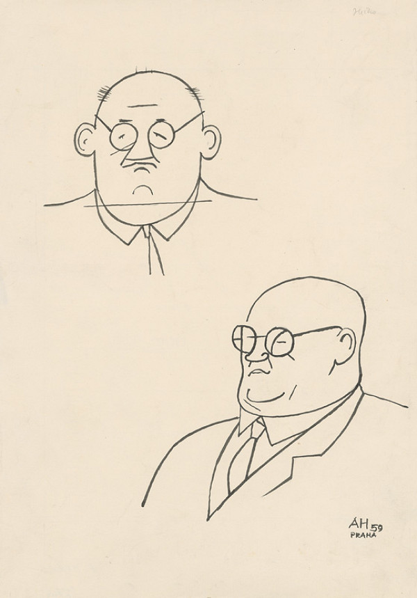 Adolf Hoffmeister – František Hečko  karikatúrna kresba 