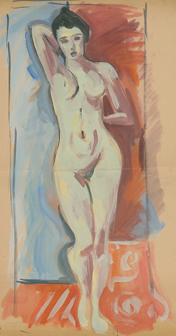 Eugen Nevan – Standing Nude with Arms Crossed 