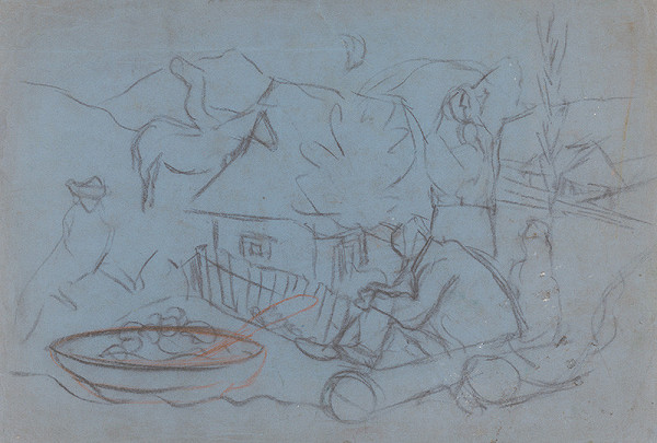 Arnold Peter Weisz-Kubínčan – Náčrt dedinského motívu 