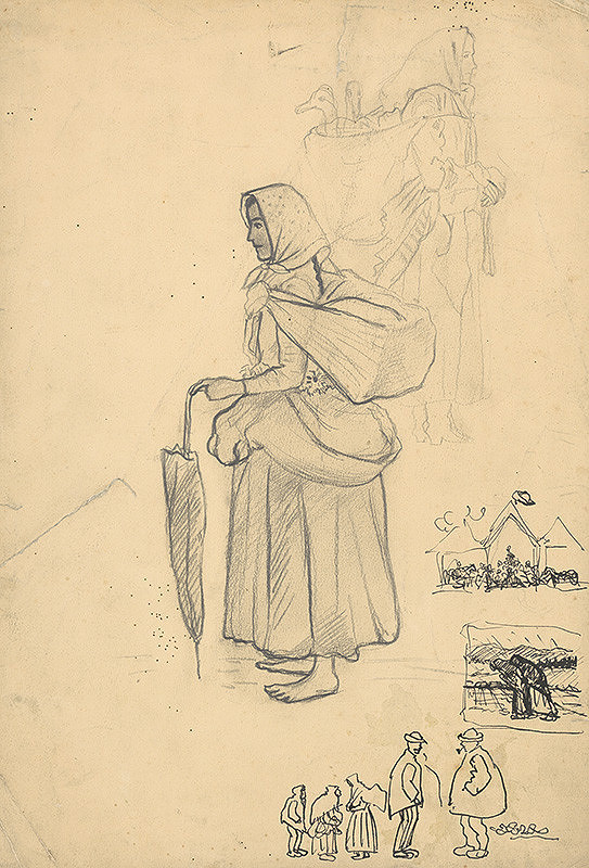 Arnold Peter Weisz-Kubínčan – Skice postáv z jarmoku 