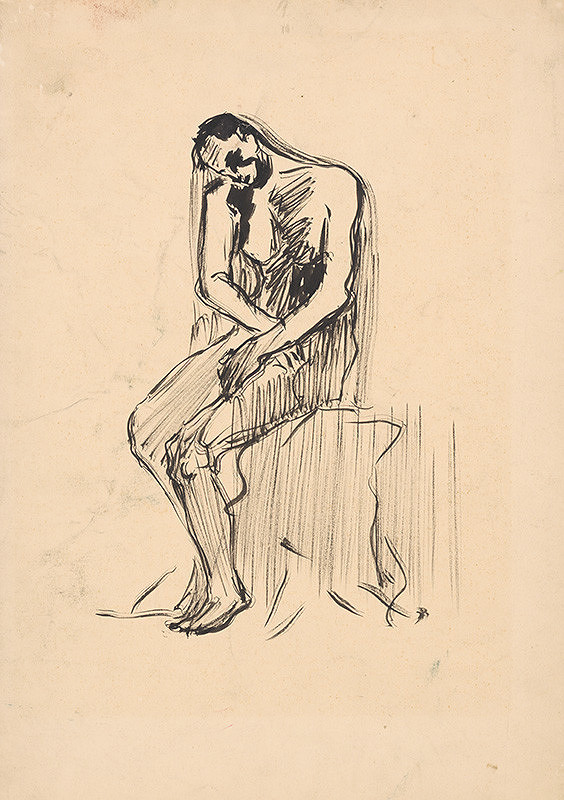 Arnold Peter Weisz-Kubínčan – Náčrt sediaceho mužského aktu 