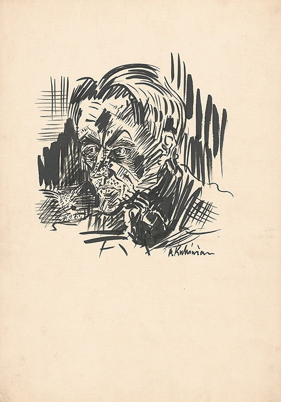 Arnold Peter Weisz-Kubínčan – Head of a Man with an Owl 